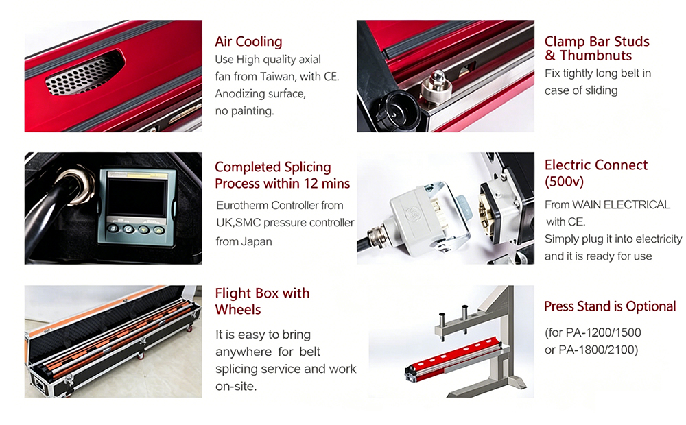 air cooling pvc pu belt splice press pa300 2100